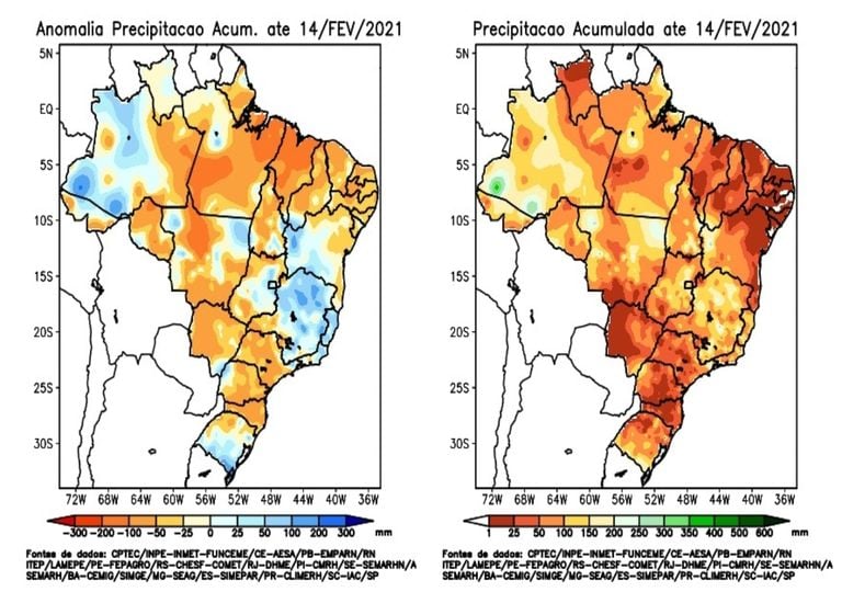 anomalia; precipitação; fevereiro