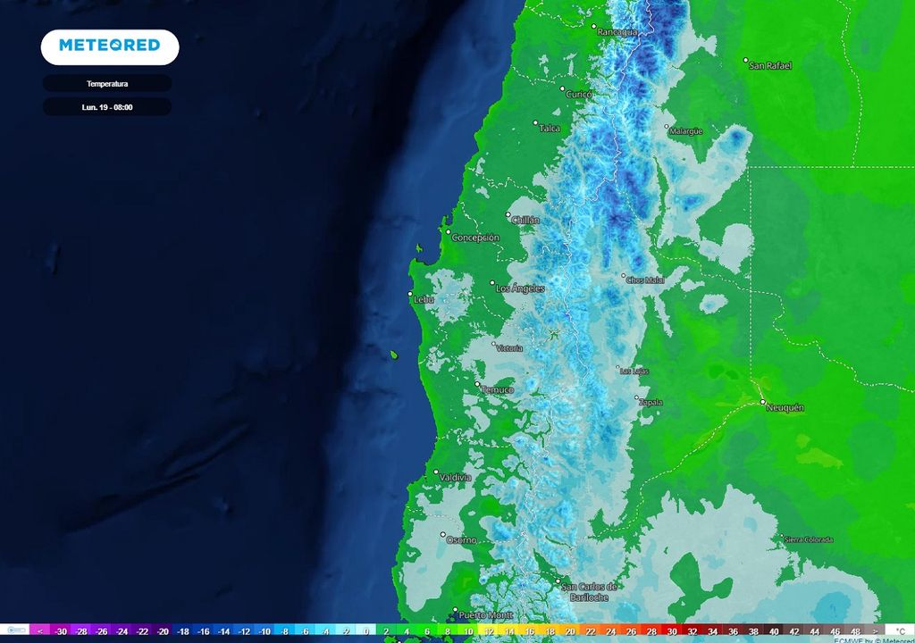 Temperaturas previstas; modelo ECMWF