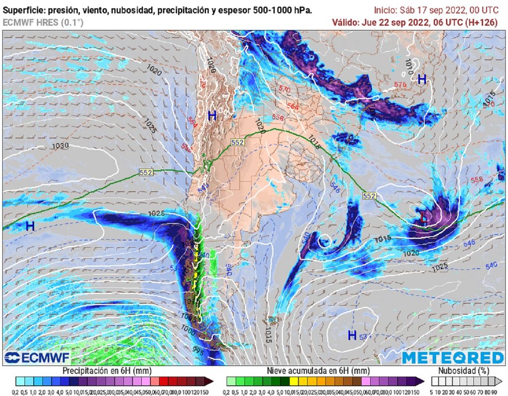 Precipitaciones previstas; modelo ECMWF