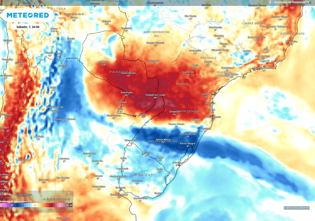 Enquanto as máximas de sexta (6) ainda serão extremas, o avanço da frente fria traz alívio no decorrer do fim de semana.