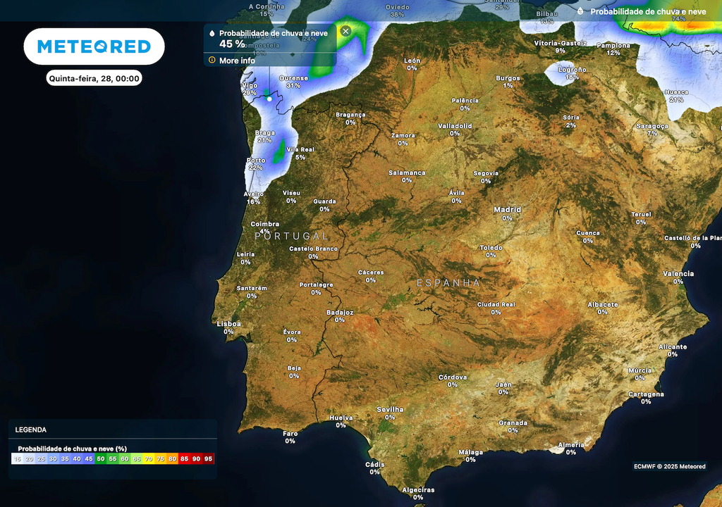 Instabilidade atmosférica, mas sem probabilidade de precipitação em Portugal Continental. Instabilidade atmosférica, mas sem probabilidade de precipitação em Portugal Continental.