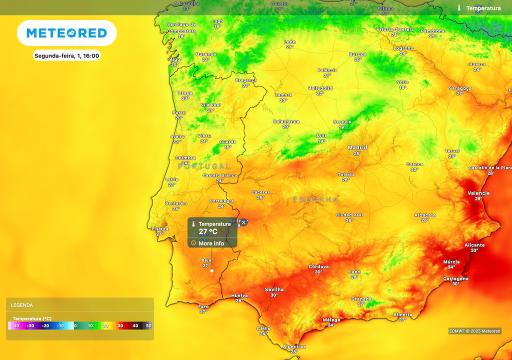 Temperaturas máximas descem em setembro. Dia 1 com máximas inferiores ou iguais a 27 ºC. Temperaturas máximas descem em setembro. Dia 1 com máximas inferiores ou iguais a 27 ºC.