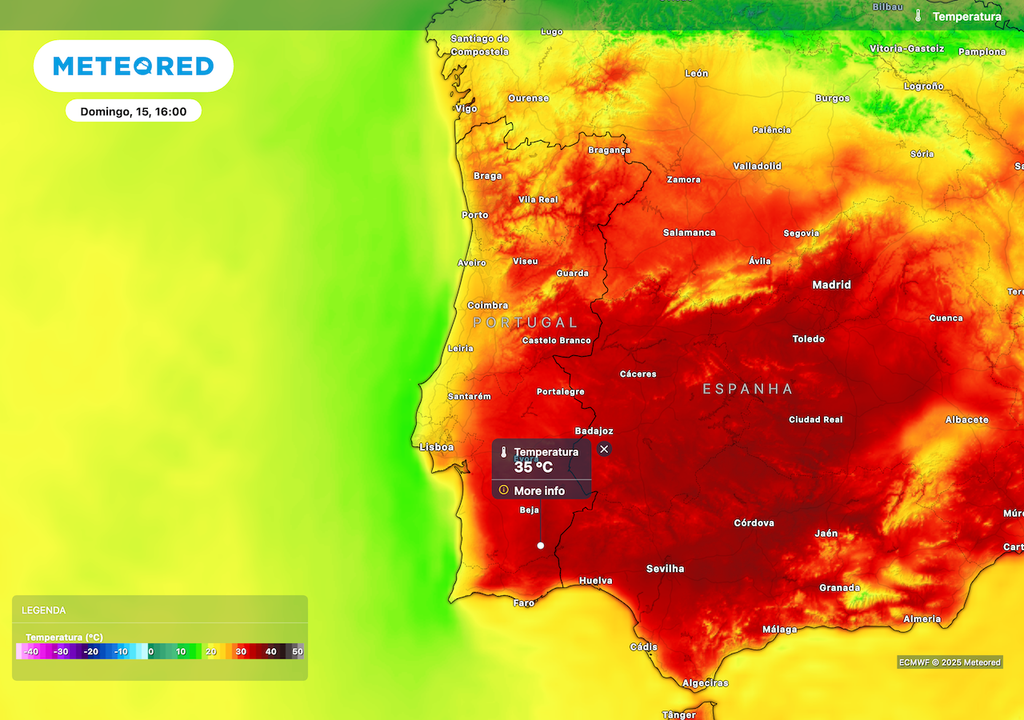 Máximas próximas dos 35 ºC no sul do país. Máximas próximas dos 35 ºC no sul do país.
