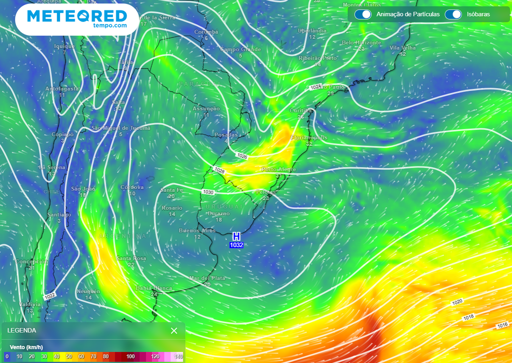 vento, 850 hPa, pressão ao nível do mar
