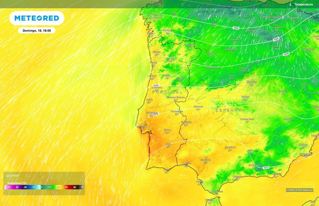 Domingo poderá trazer menos 5 ºC a algumas localidades do Norte e Centro O ECMWF prevê uma descida das temperaturas durante a tarde de domingo, particularmente em Viseu e Guarda, onde os valores poderão ficar cerca de 5 ºC abaixo dos previstos à mesma hora de sábado.
