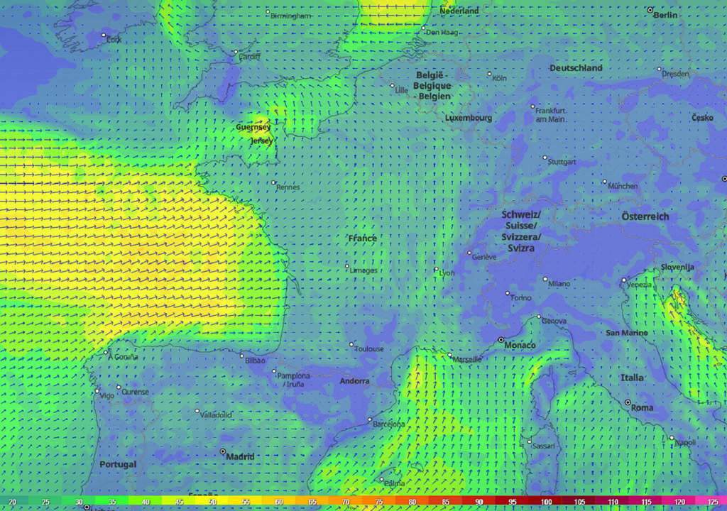 Un premier renforcement du vent est attendu entre samedi et dimanche, avant le risque de tempête pour la journée de lundi. Un premier renforcement du vent est attendu entre samedi et dimanche, avant le risque de tempête pour la journée de lundi.