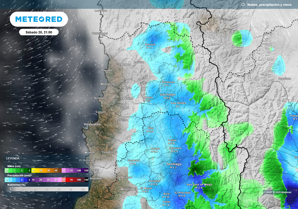 mapa de lluvia y nieve.