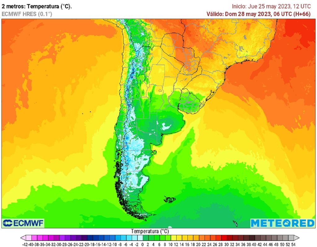 Temperaturas previstas; modelo ECMWF Temperaturas previstas; modelo ECMWF