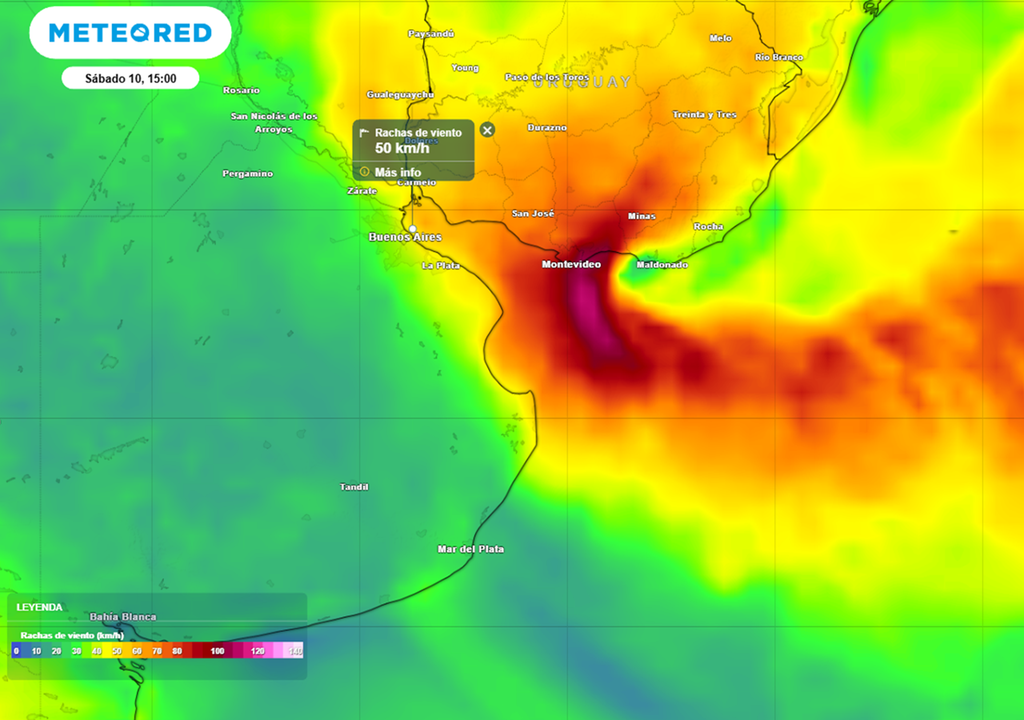 alerta por ráfagas y crecida ene l río d ela plata sábado 10 de enero