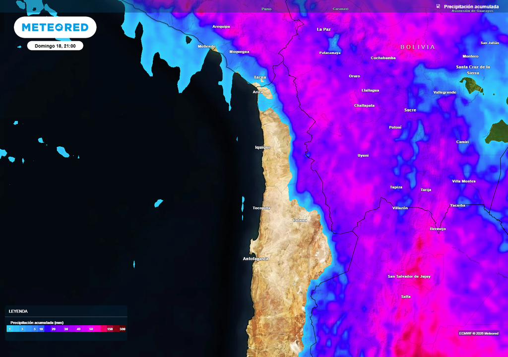 Desde este viernes 16 y hasta el próximo domingo se esperan entre 20 y 30 mm acumulados de precipitaciones en sectores cordilleranos de las regiones del extremo norte del país.