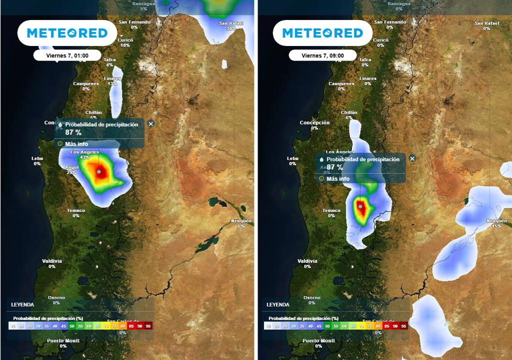 Chubascos y tormentas eléctricas entre Ñuble y Los Ríos, Baja segregada, Meteored, Chile