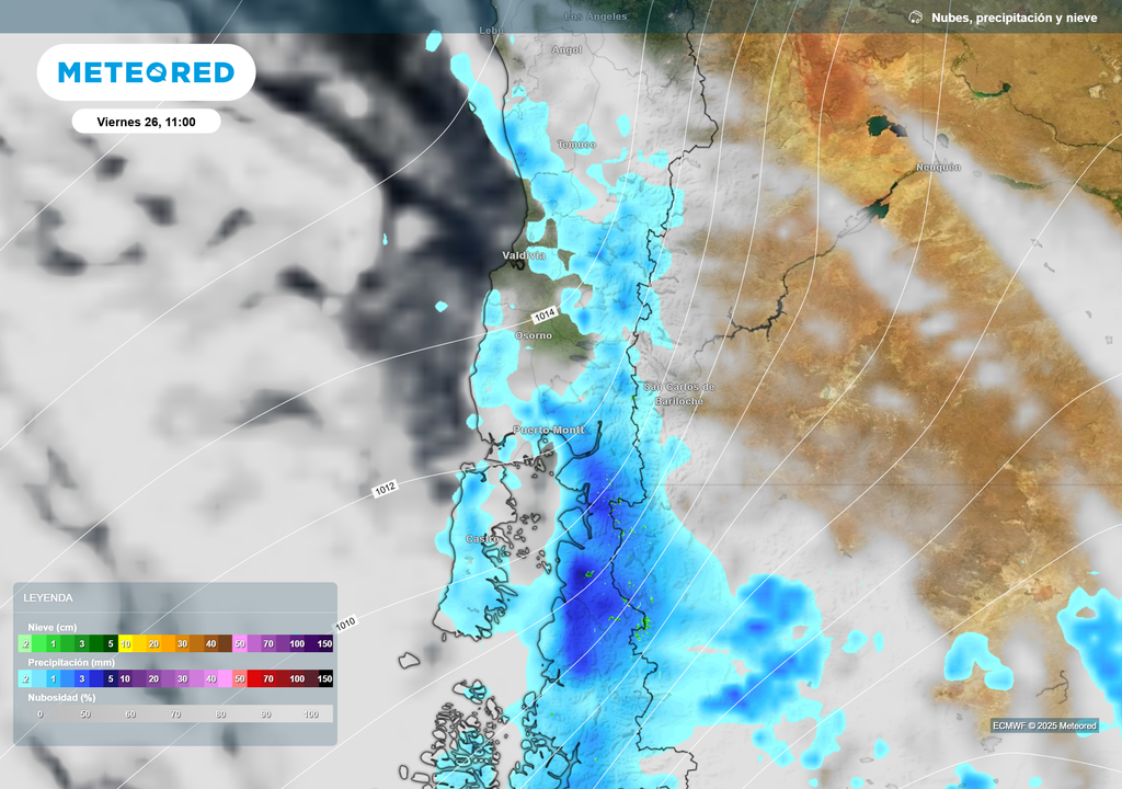 mapa de lluvia y nieve.