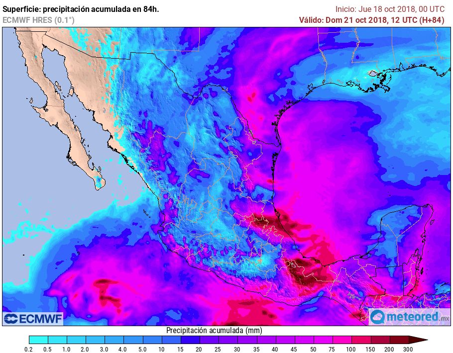 Modelo ECMWF. Precipitaciones acumuladas próximas 72 horas