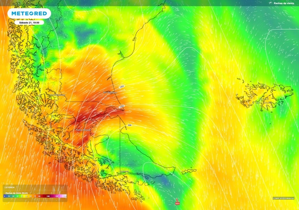 Un apretado gradiente de presión generará períodos muy ventosos en el sur de Santa Cruz con algunas ráfagas superiores a los 80 km/h.