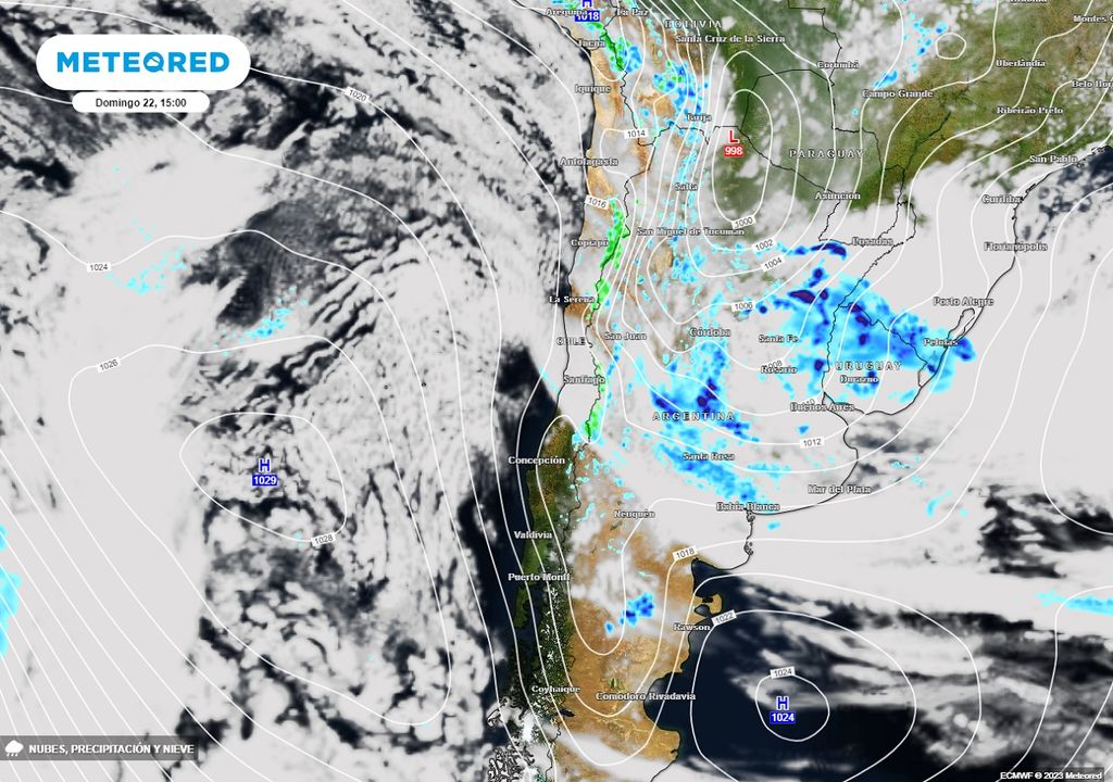 precipitaciones, nubosidad y presión previstas por el modelo ECMWF para Chile precipitaciones, nubosidad y presión previstas por el modelo ECMWF para Chile