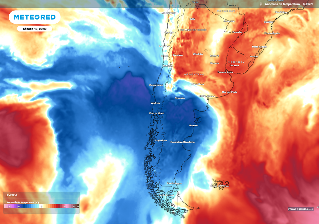 El avance de la masa de aire frío provocará un descenso de las temperaturas en varias regiones de Chile durante el fin de semana. El frío será más intenso en zonas australes.