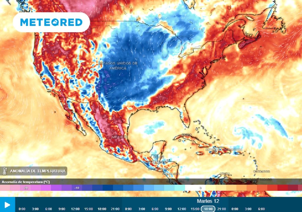 Modelo ECMWF - Anomalía de temperaturas en grados Celsius