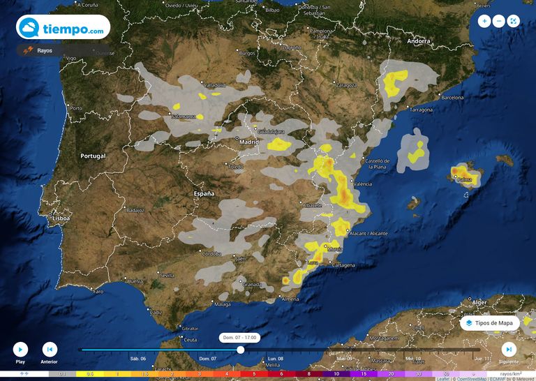 Rayos previstos Rayos previstos
