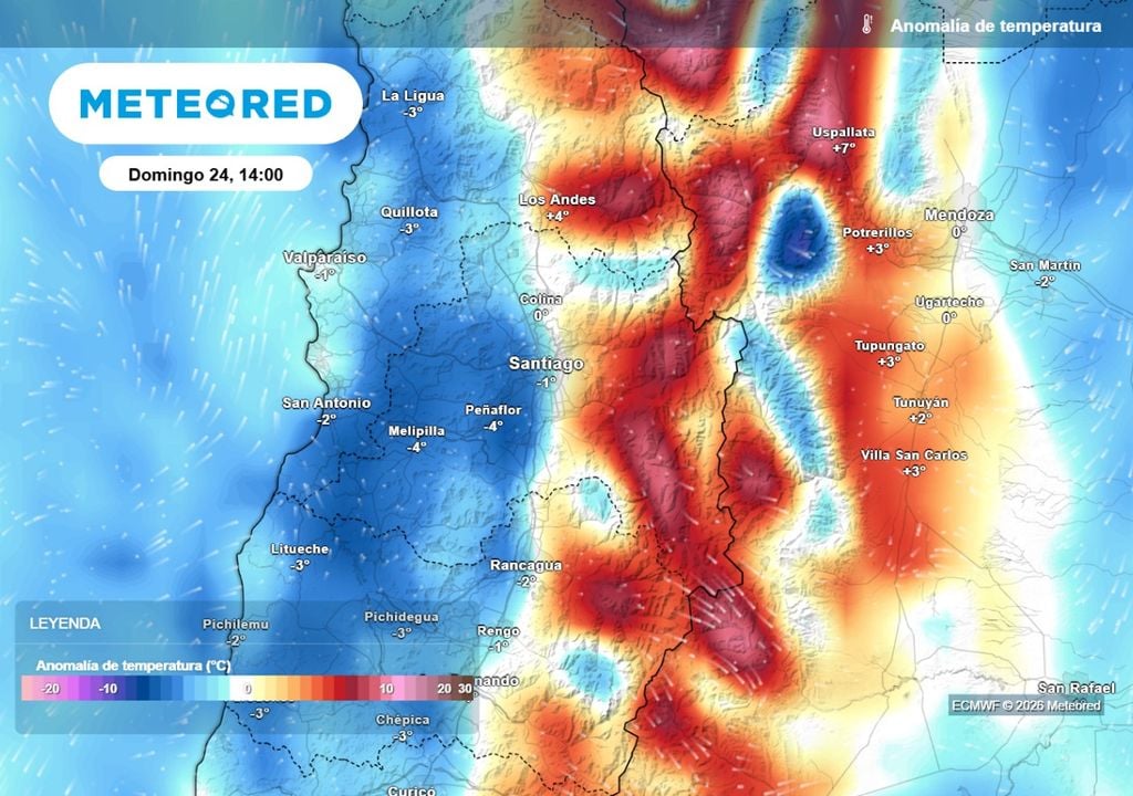 La RM se divide en dos este domingo: temperaturas bajo lo normal en los valles y sobre los promedios en la cordillera.