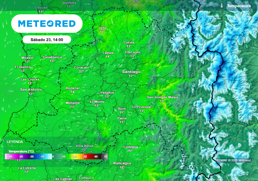Temperaturas Este sábado será el día más frío del fin de semana: cerca de 12 °C será la máxima en Quinta Normal.