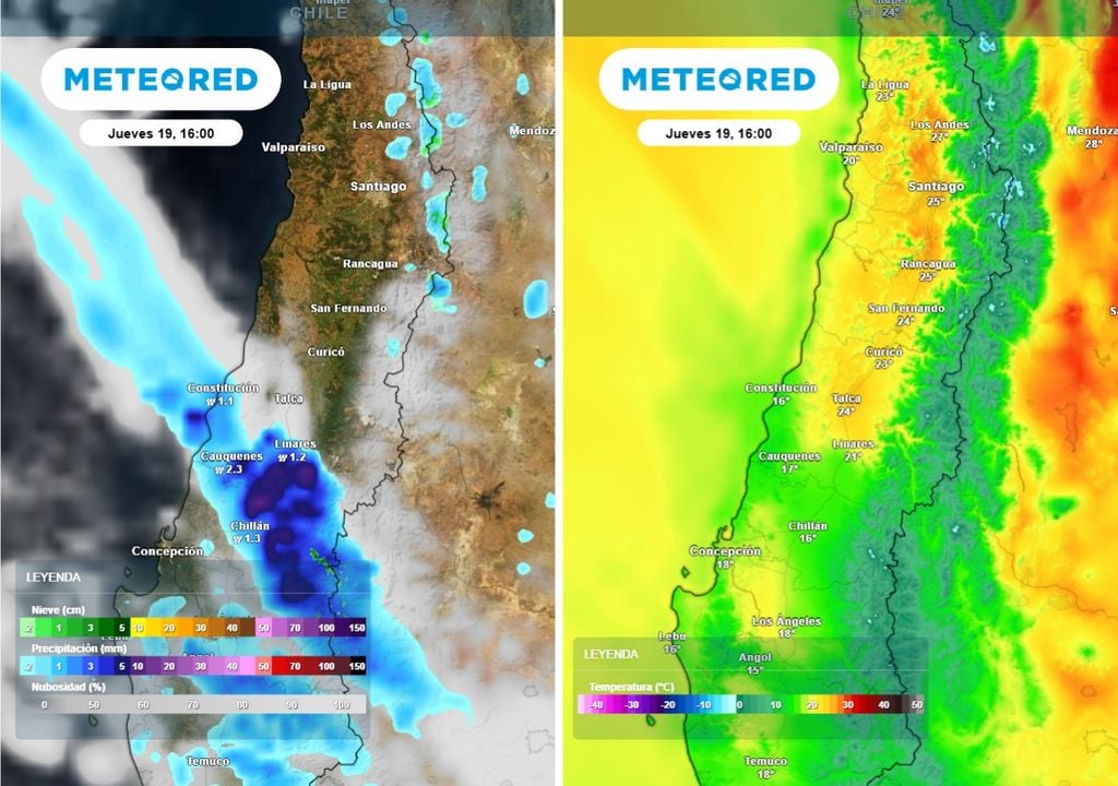 Antes del avance del sistema frontal, el centro norte se mantendrá despejado y con temperaturas cercanas a los 30 °C, mientras las precipitaciones se concentran en el centro sur.