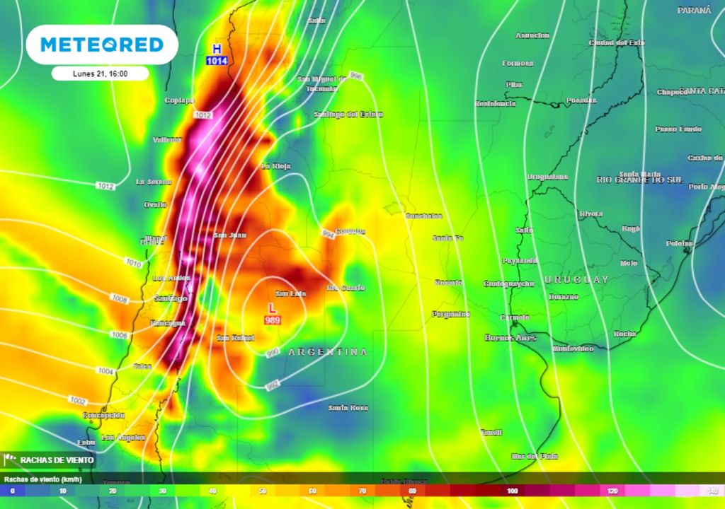 alerta rojo lluvias nevadas Zonda tormentas severas Servicio Meteorológico Nacional