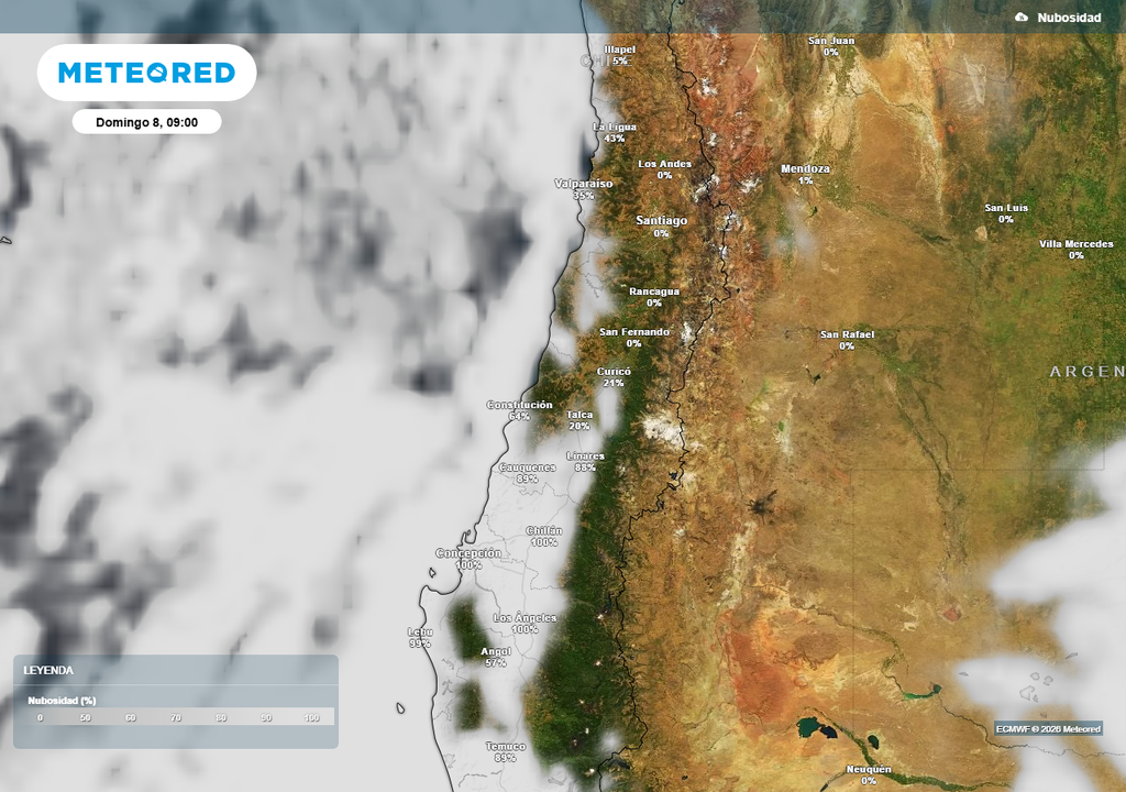 El avance de la nubosidad costera hacia zonas interiores marcará el domingo, sobre todo en el centro-sur, contribuyendo a un descenso de las temperaturas.