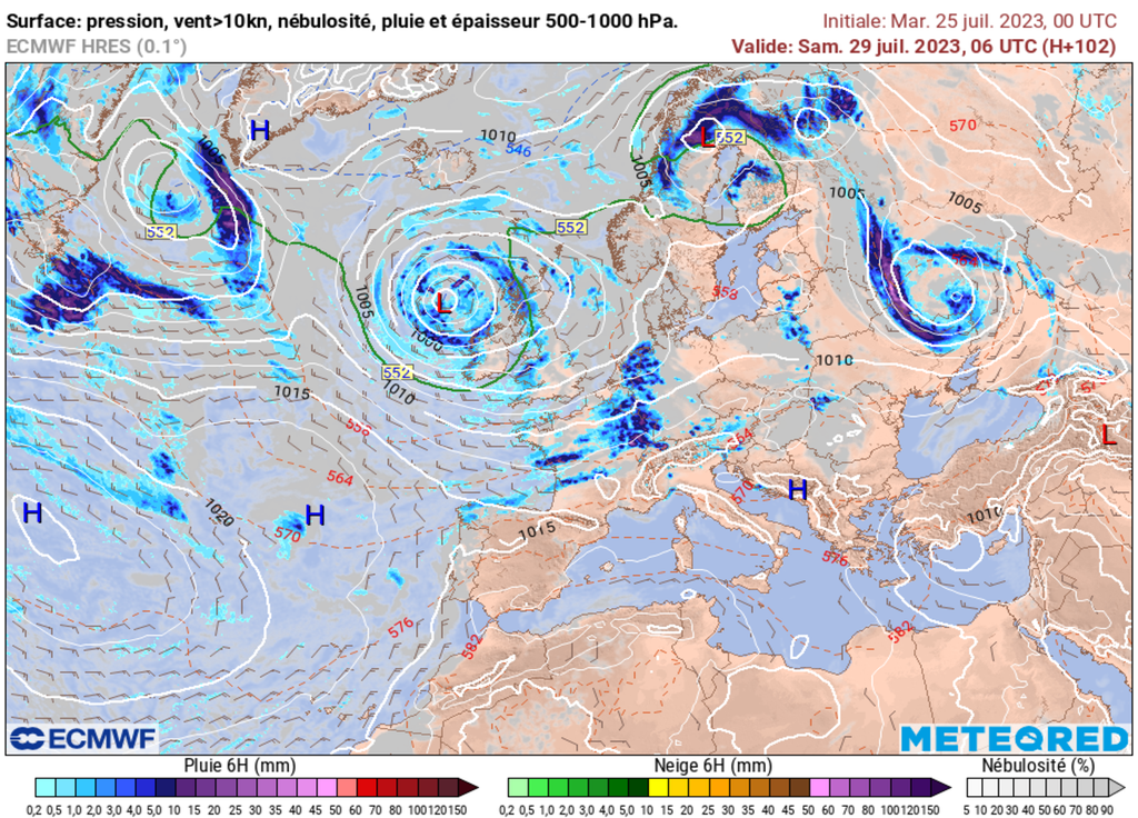 Un rail dépressionnaire va grandement influencer la météo sur le pays jusqu'à la toute fin de mois de juillet.
