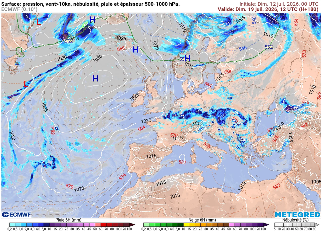 Le modèle européen ECMWF maintien une météo bien moins chaude mais orageuse d'ici le prochain week-end avant un temps anticyclonique mais dans un flux de nord-ouest à nord-est. Le modèle européen ECMWF maintien une météo bien moins chaude mais orageuse d'ici le prochain week-end avant un temps anticyclonique mais dans un flux de nord-ouest à nord-est.