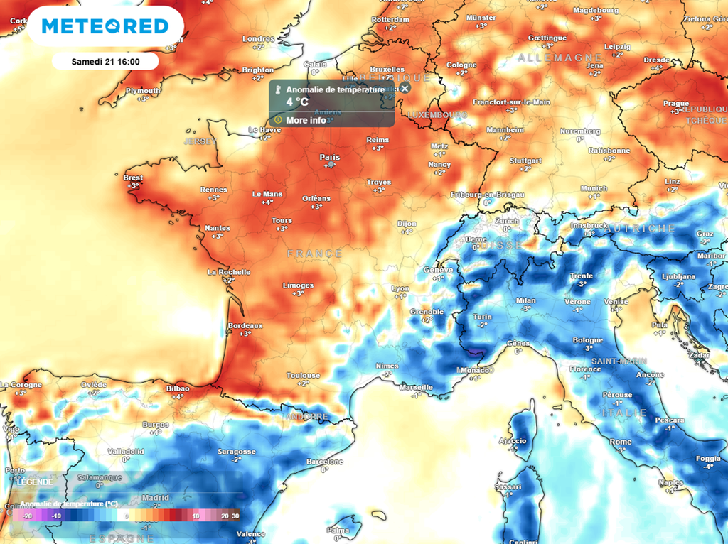 La douceur s'annonce marquée en fin de semaine, en particulier de l'Atlantique jusqu'au nord-est.