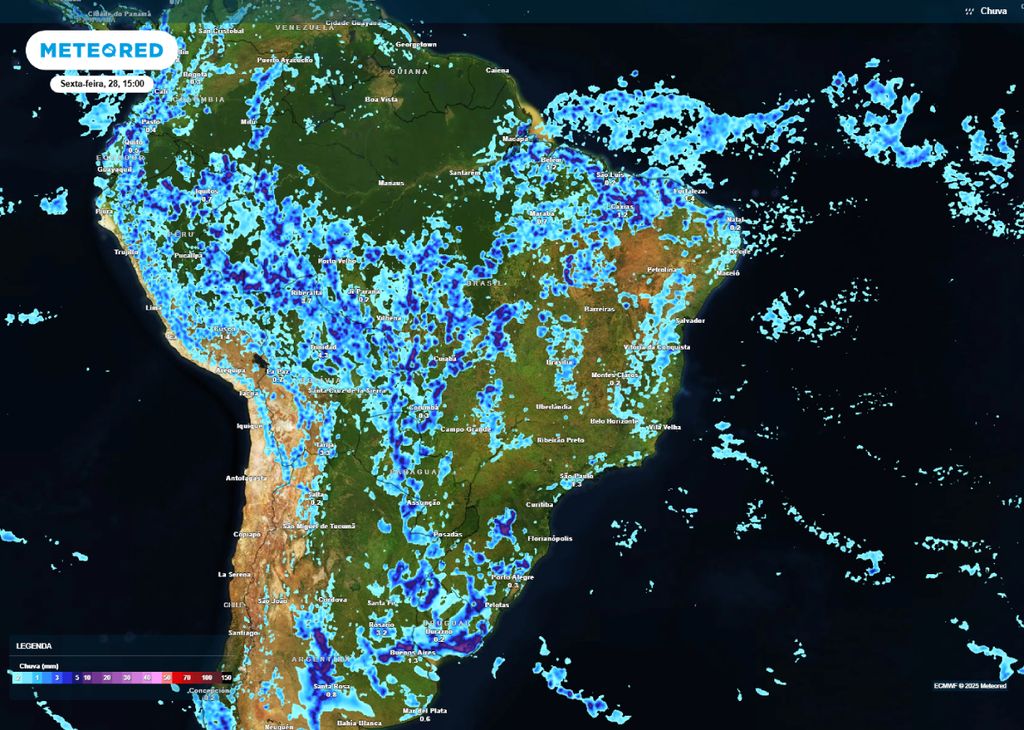 Previsão de chuva para a tarde desta sexta-feira (28).