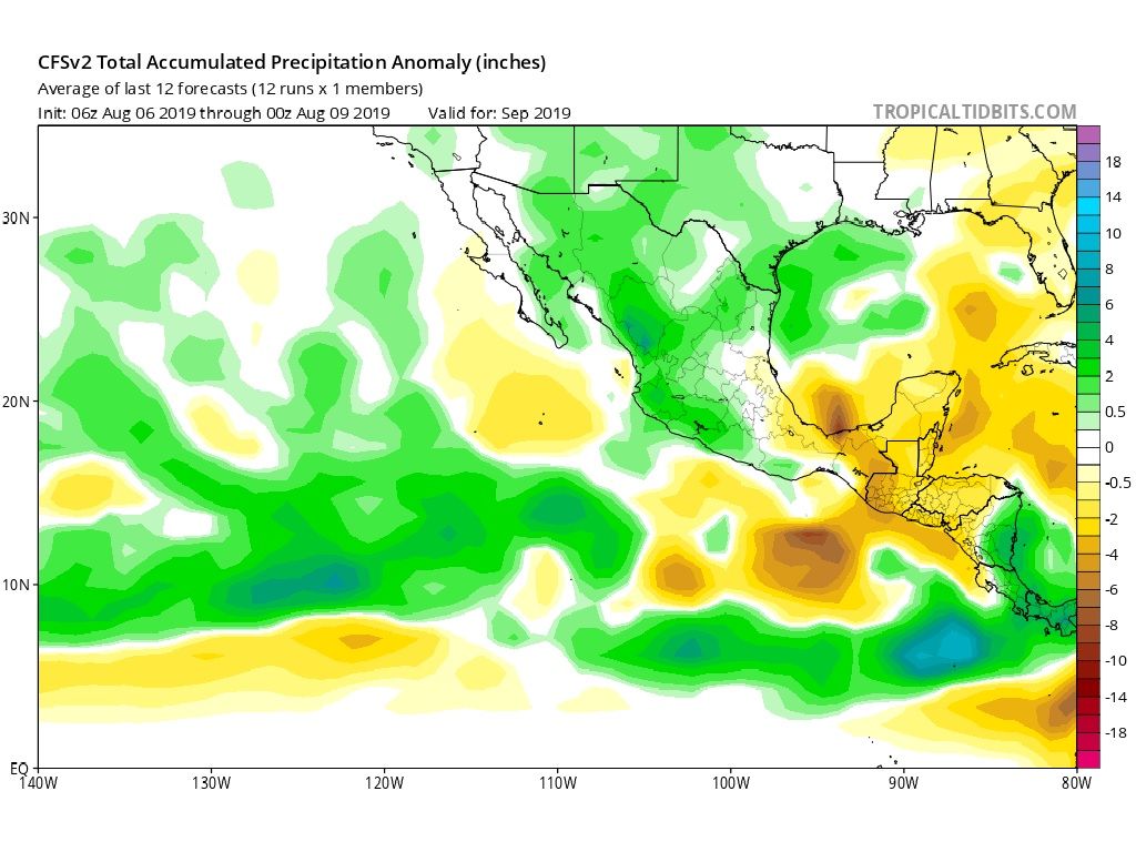 Modelo CFSv2 anomalías de precipitaciones Modelo CFSv2 anomalías de precipitaciones