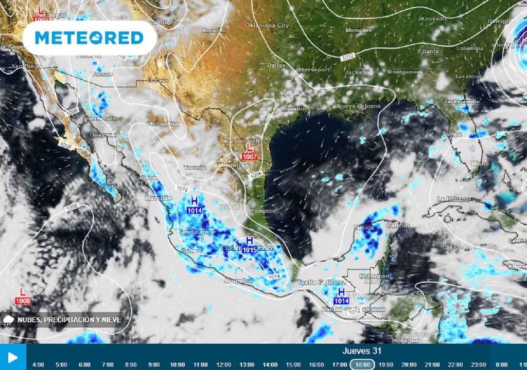 Modelo ECMWF - Nubes, precipitación y nieve