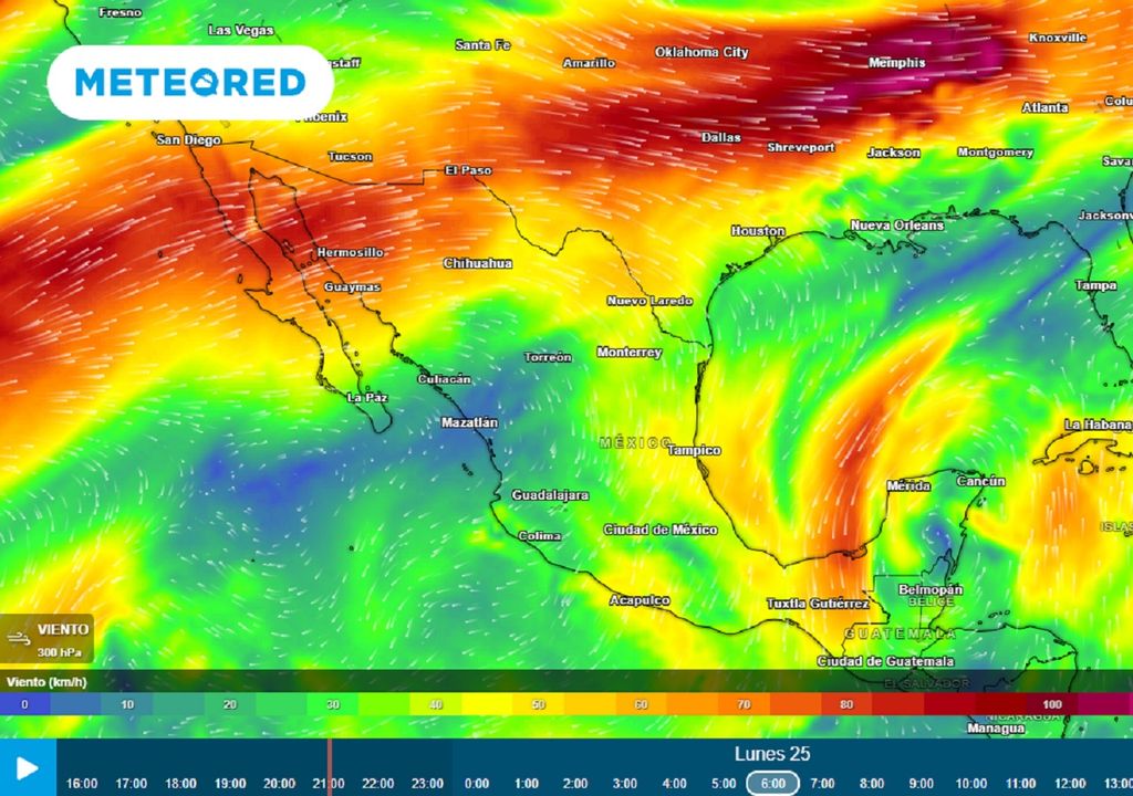 Modelo ECMWF - Viento en 300 milibares