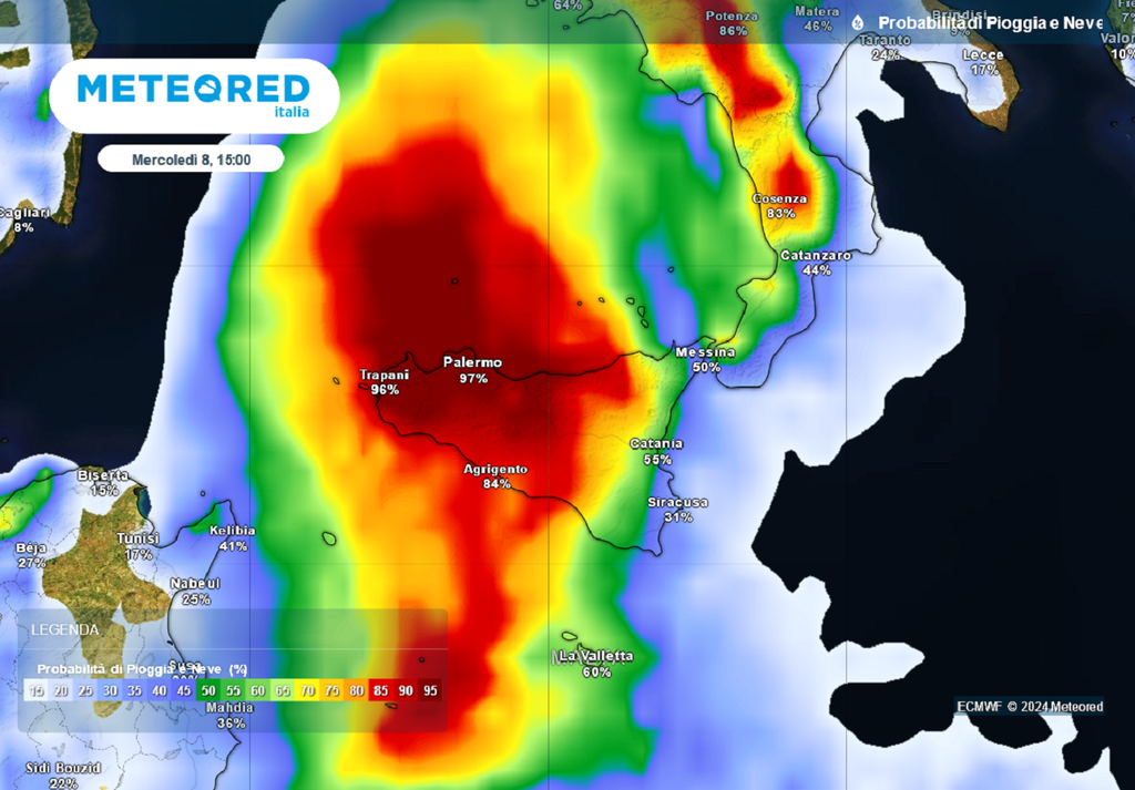 probabilità pioggia sicilia