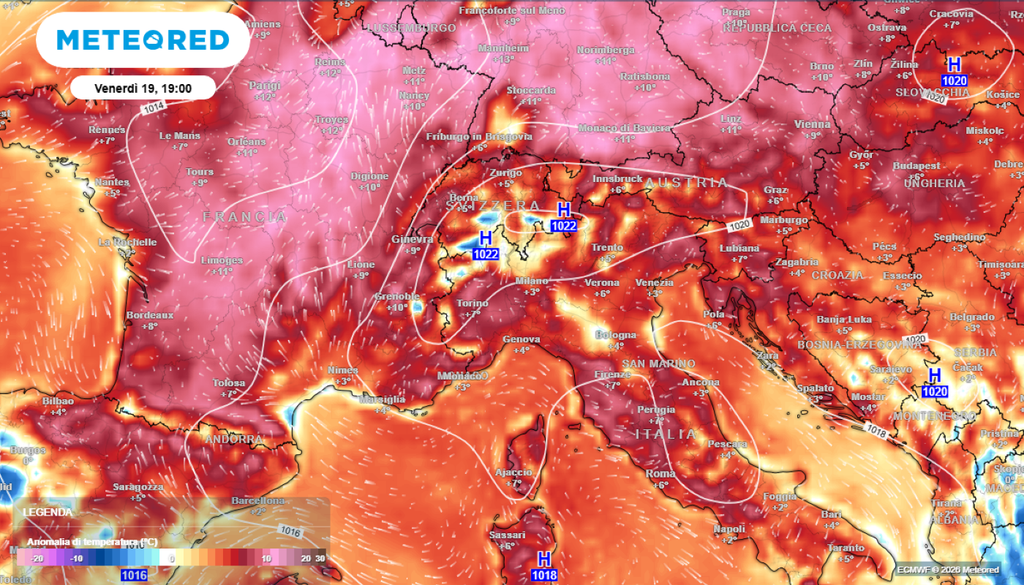 L'intensa e persistente ondata di calore che colpirà l'Europa nei prossimi giorni.