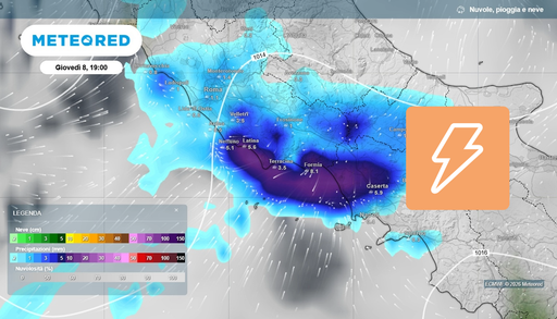 Fino a 100 mm: dalle 17 si intensificano i temporali nel Centro-Sud tirrenico, attenzione in Campania