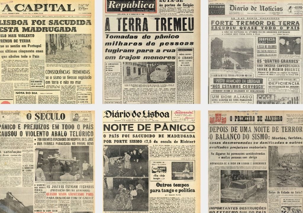 Capas de jornais com o sismo de 1969 Capas de jornais com o sismo de 1969