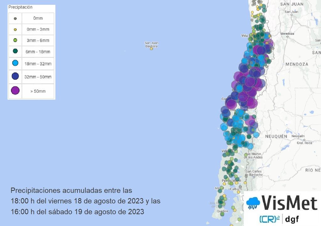 datos de precipitaciones acumuladas sobre la zona central y sur de Chile datos de precipitaciones acumuladas sobre la zona central y sur de Chile