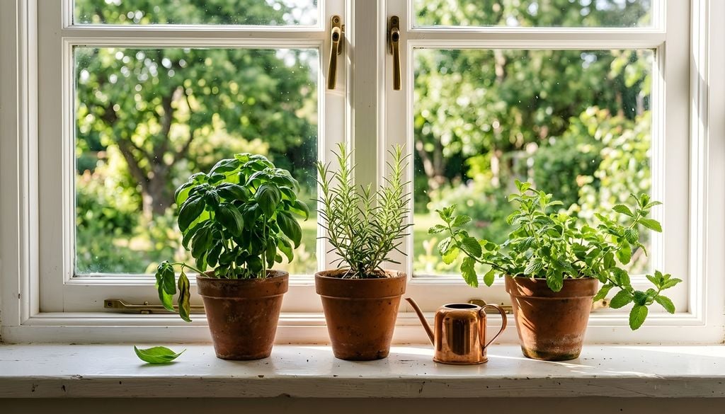 herbs Una maceta junto a una ventana luminosa puede cumplir una doble función: aportar hierbas para la cocina y, cuando florecen, ofrecer recursos a los polinizadores.