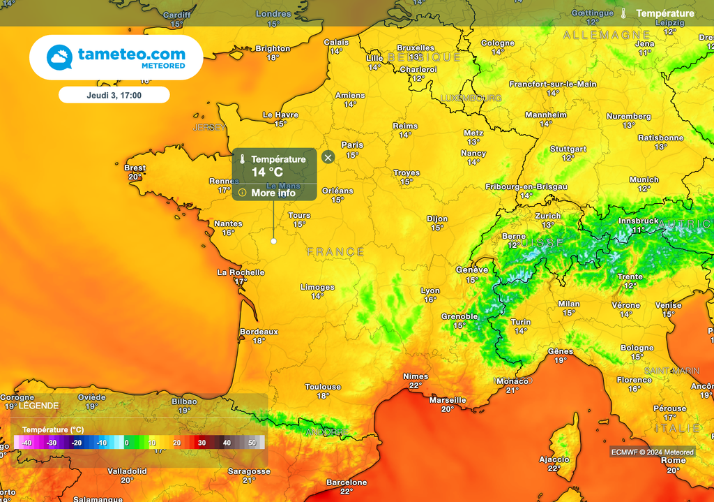 Températures toujours sous les normales de saison demain après-midi.
