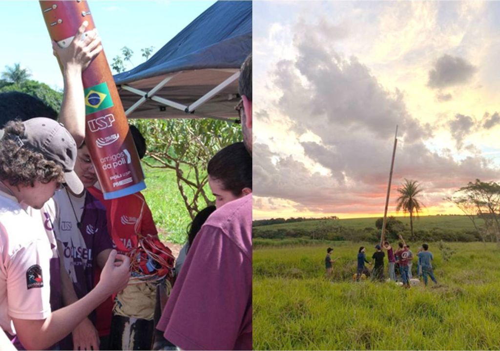 A equipe se preparando para o lançamento do foguete. Crédito: Divulgação/Projeto Jupiter.