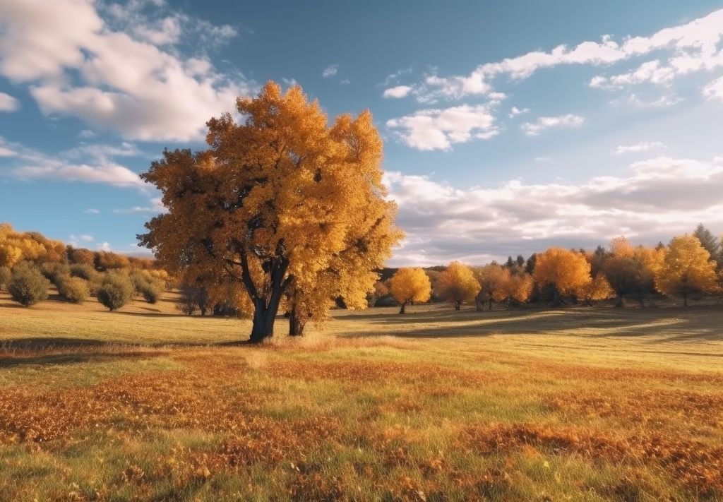 prato, alberi, cielo