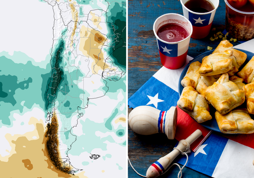 Fondas bajo la lluvia en estas regiones de Chile: primera tendencia de Meteored y el ECMWF para las Fiestas Patrias 2026