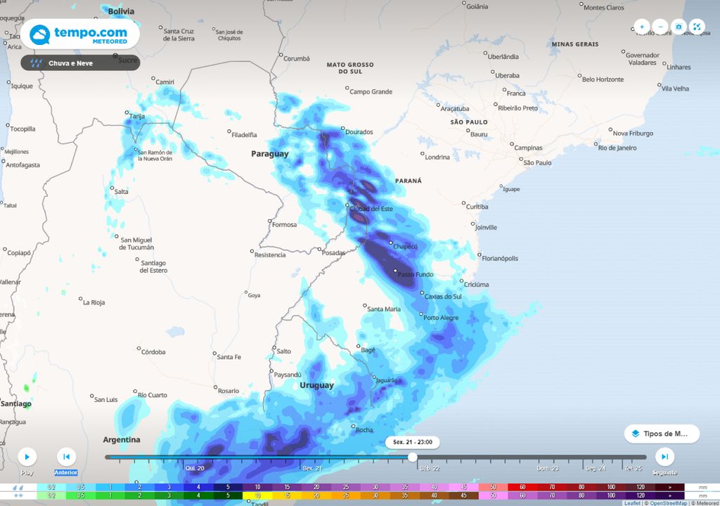 frente fria na Região Sul
