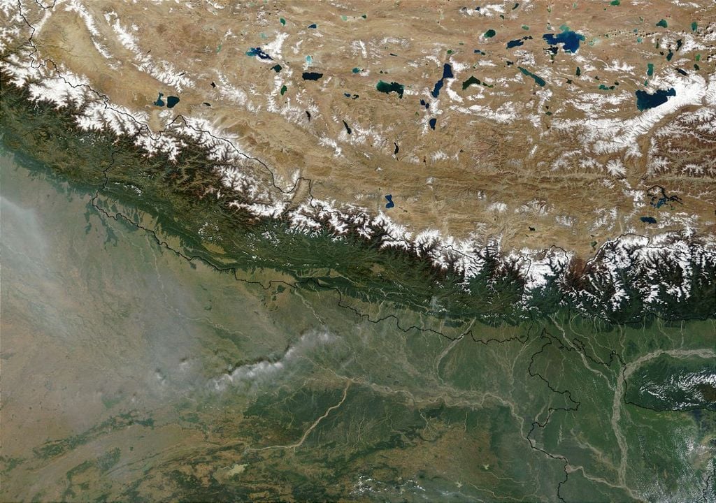 Image de la chaîne de l'Himalaya prise par le satellite Terra, à titre d'illustration uniquement. NASA