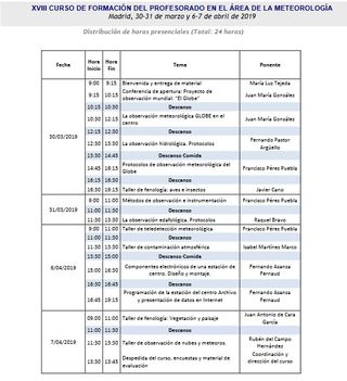 Formación del profesorado en el área de la Meteorología: XVIII edición