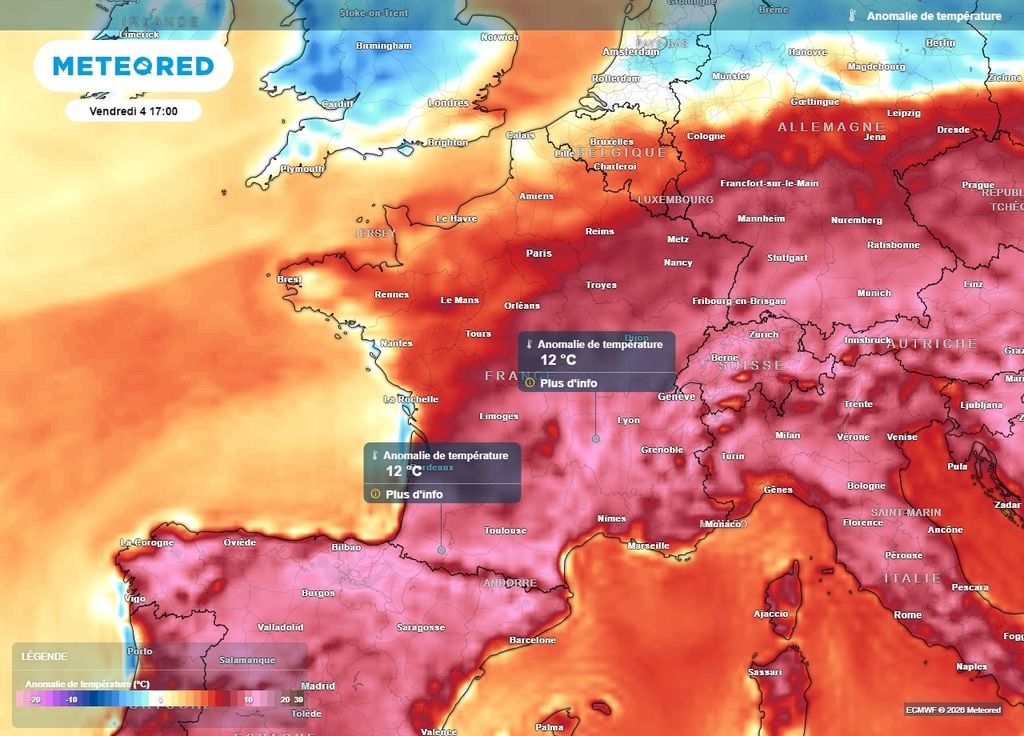 Dès vendredi, les températures seront parfois 12°C au dessus des normales dans la moitié sud ! Dès vendredi, les températures seront parfois 12°C au dessus des normales dans la moitié sud !