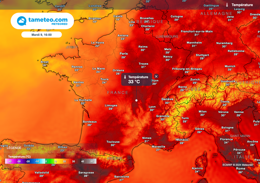 Des pointes à plus de 30 degrés sur le nord du pays mardi après-midi.