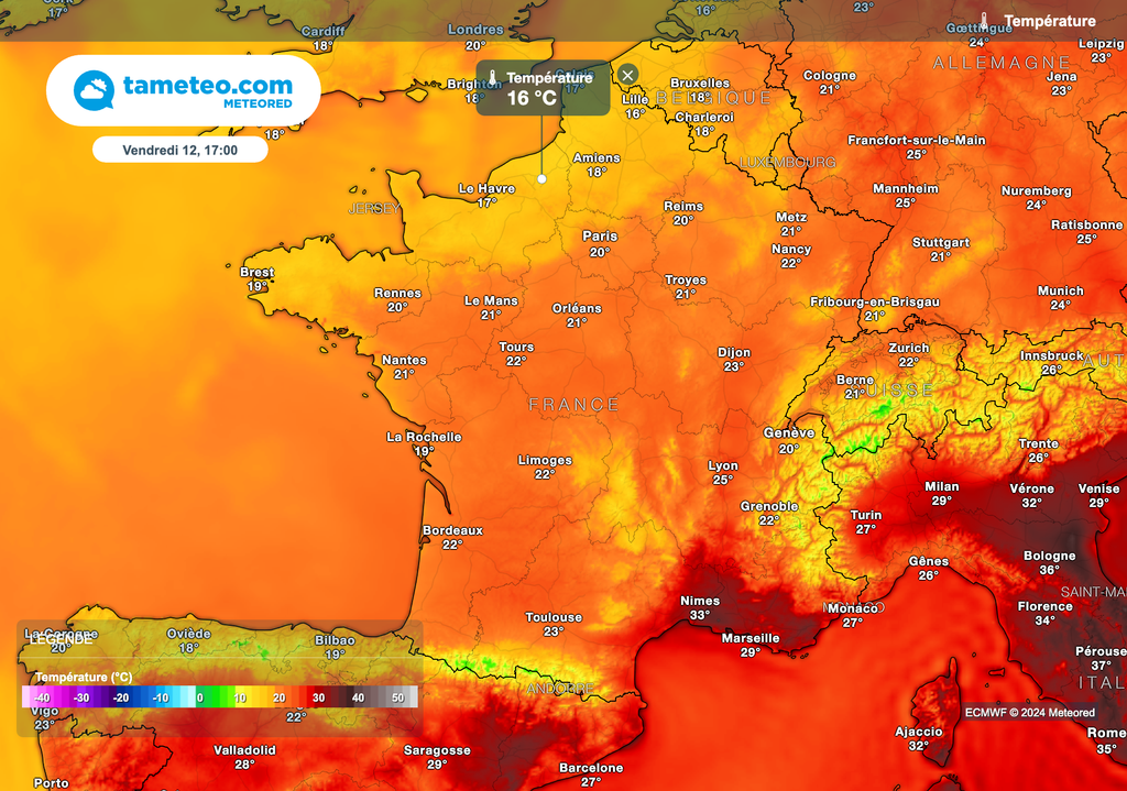 Baisse importante des températures vendredi après-midi !
